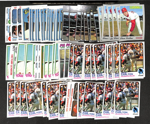 Lot of 98 Steve Carlton Baseball Cards from 1970-1978
