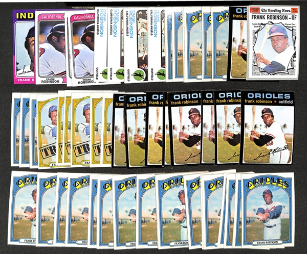 Lot of 63 Frank Robinson Topps Baseball Cards from 1970-1975