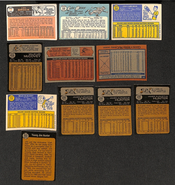 Lot of 77 Topps Baseball Star Cards of Ashburn, Banks, Brock, Fingers, Hunter, & McCovey From 1957-1979