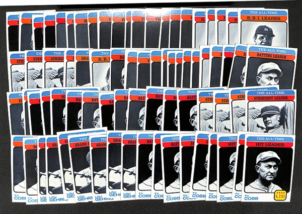 Lot of 77 1973 All Time Leader Cards w Babe Ruth