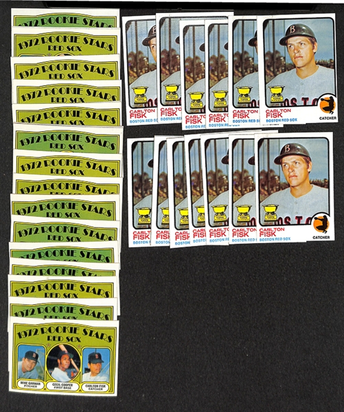 Lot of 21 Carlton Fisk 1972 Topps Rookie Cards & 14 1973 Second Year Baseball Cards