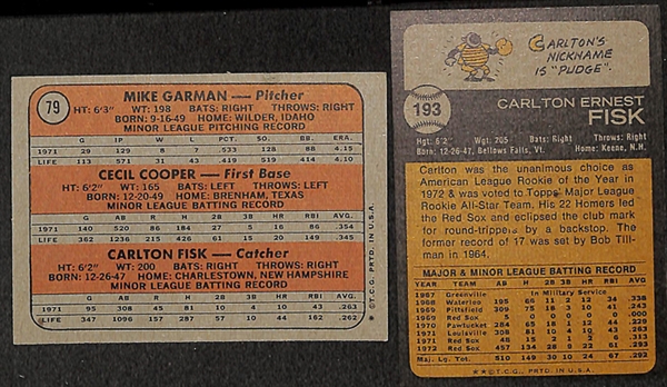 Lot of 21 Carlton Fisk 1972 Topps Rookie Cards & 14 1973 Second Year Baseball Cards
