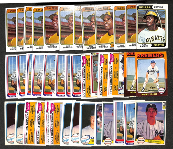 Lot of 42 Baseball Rookie Cards from 1974-1982 w. 12 - 1974 Topps Dave Winfield Rookie Cards