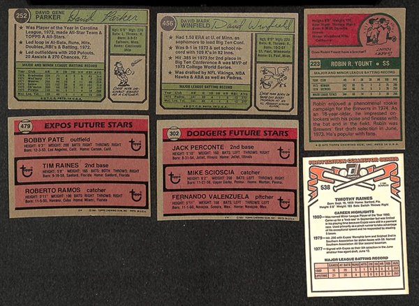Lot of 42 Baseball Rookie Cards from 1974-1982 w. 12 - 1974 Topps Dave Winfield Rookie Cards