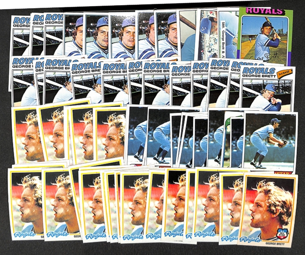 Lot of 62 Topps/SSPC George Brett Baseball Cards w. 1975 Rookie Card (MC)