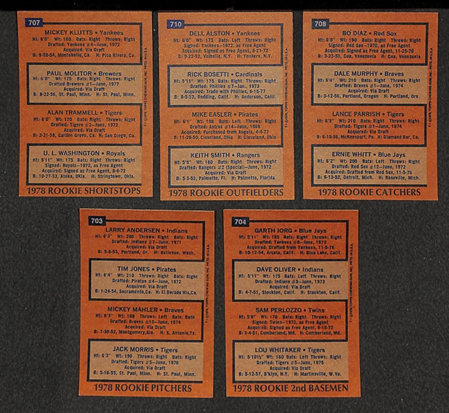 Lot of 76 - 1978 Topps Baseball Rookie Cards w. 15 - Molitor/Tremmel Rookie Cards