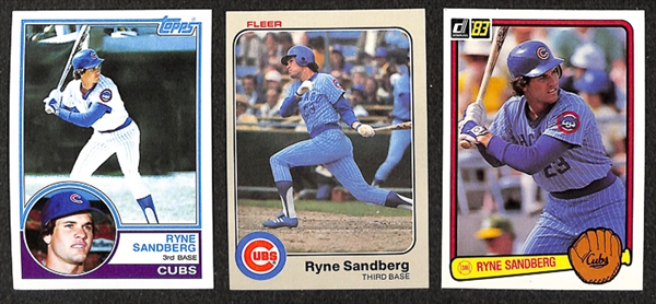 Lot of 34 - 1983 Ryne Sandberg Rookie Cards - Topps/Donruss/Fleer