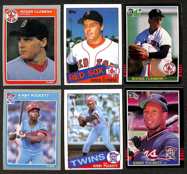 Lot of 63 - 1985 Rookie Cards of Kirby Puckett & Roger Clemens -  Topps/Donruss/Fleer