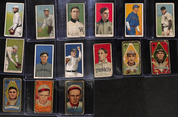 Tobacco Card Lot of 10 - 1909 T206 Cards w. Oldring & 5 - 1911 T205 Cards w. Wallace