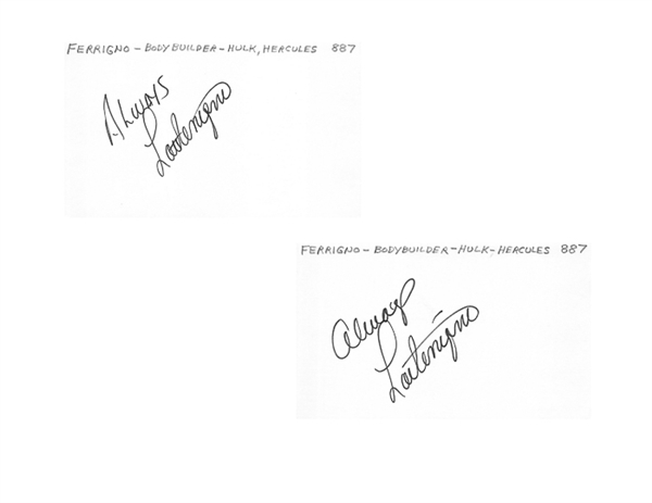 Lou Ferrigno Autograph Lot of (2) Signed Index Cards (Beckett COAs) - Incredible Hulk