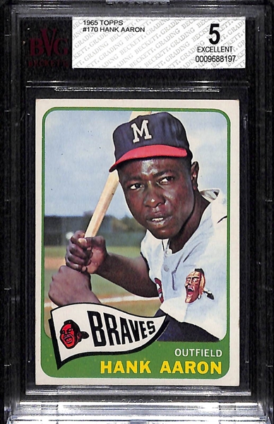 1965 Topps Hank Aaron #170 Graded BVG 5 (EX)