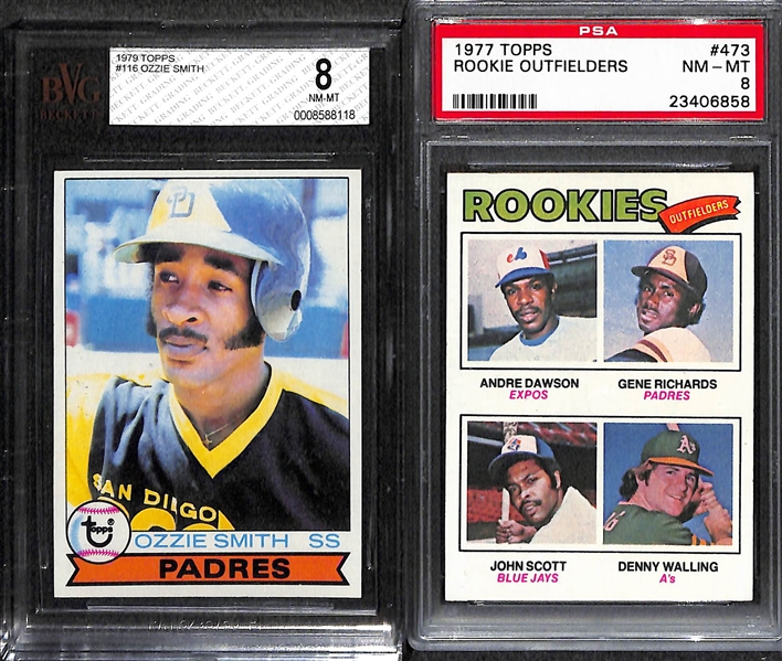 (2) High Grade Rookies - 1978 Ozzie Smith and 1977 Andre Dawson - Both BVG 8