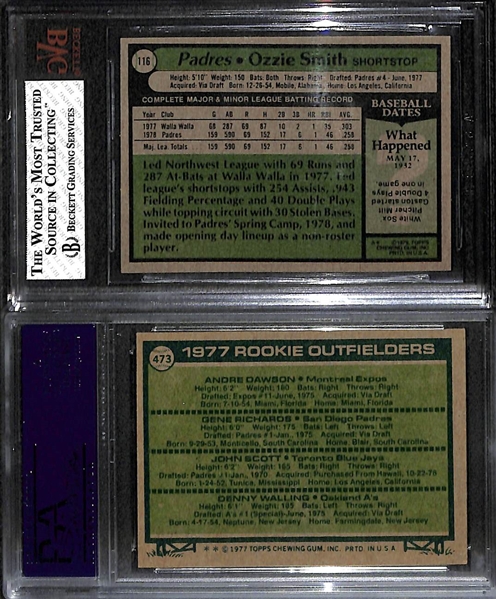 (2) High Grade Rookies - 1978 Ozzie Smith and 1977 Andre Dawson - Both BVG 8