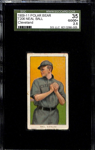 Lot of (3) Graded 1909-11 T206 Cleveland Indian Polar Bear Cards - (Berger SGC 3, Stovall SGC 3, Ball SGC 2.5)