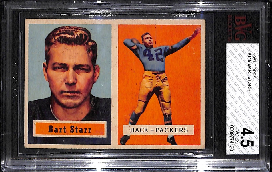 1957 Topps #119 Bart Starr Rookie Graded Beckett BVG 4.5 (VG-EX+)