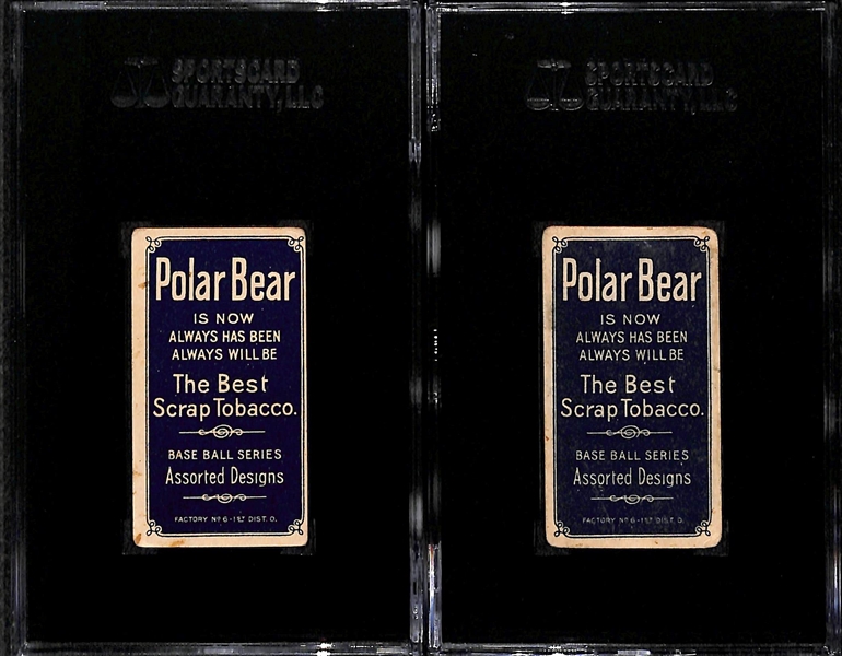 Lot of (2) SGC Graded VG 1909-11 T206 Philadelphia Athletics Polar Bear Cards - Jack Berry SGC 3 and Rube Oldring (Batting) SGC 3