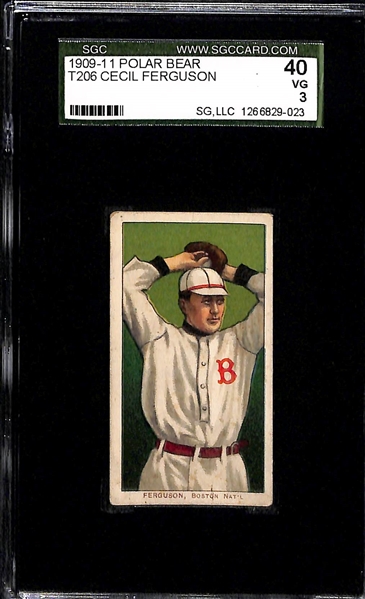 Lot of (2) SGC VG Graded 1909-11 T206 Boston (NL) Polar Bear Cards - (Ferguson SGC 3, Graham SGC 3)