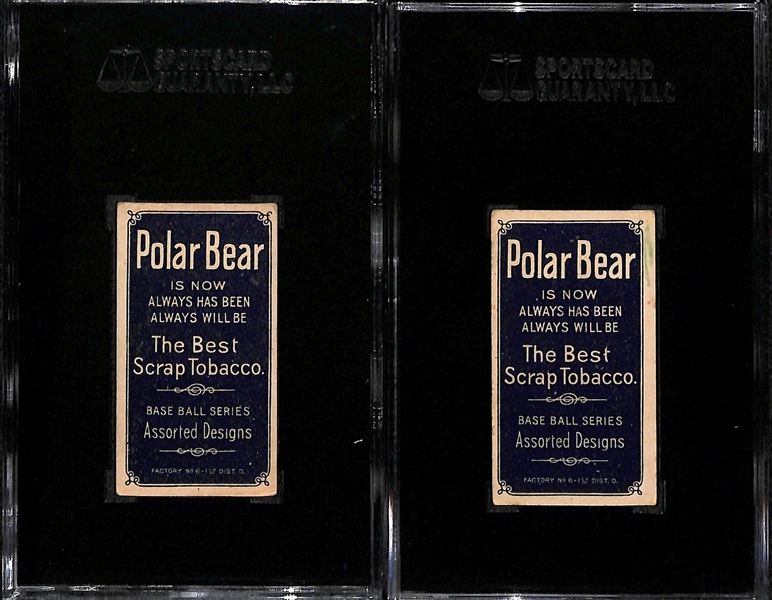 Lot of (2) SGC Graded 1909-11 T206 Joe Lake (St. Louis) Variation Polar Bear Cards - No Ball in Hand SGC 2 and Ball in Hand SGC 3