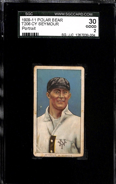 Lot of (3) SGC Graded 1909-11 T206 Polar Bear Cards -Stahl (Red Sox - Glove Shows) SGC 3, Seymour (NY Giants - Portrait) SGC 2, Bell (Dodgers - Follow Through) SGC 2
