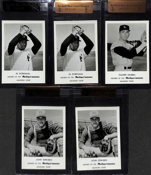 1965 MacGregor/Brunswick Advisory Staff Photo GRADED LOT (5) w/ Downing BVG 8.5; Downing BVG 8.0; Osteen BVG 8.0; and (2) Edwards BVG 7.5.