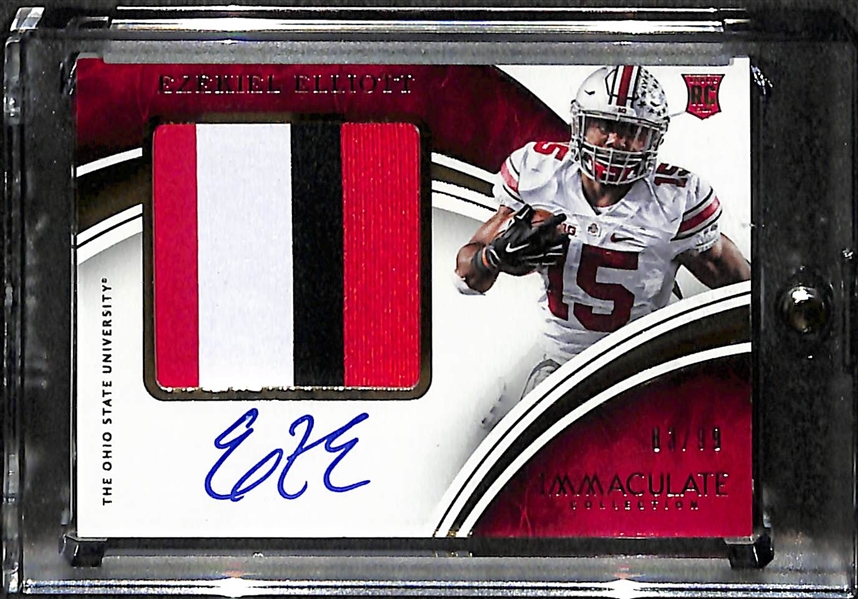 Ezekiel Elliot 2016 Immaculate Collection Premium Patch Autograph Rookie Card #ed 83/99 (Ohio State & Dallas Cowboys)