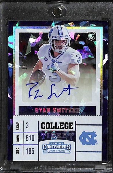 Lot of (3) 2017 Panini Contenders Certified Autograph Football Rookies (Dalvin Cook #/23; Ryan Switzer #/23; and Mike Williams)