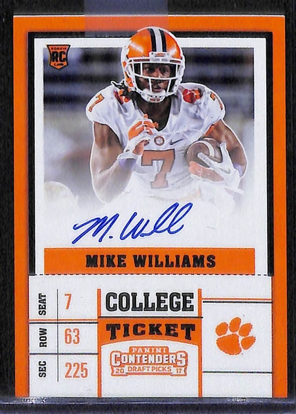 Lot of (3) 2017 Panini Contenders Certified Autograph Football Rookies (Dalvin Cook #/23; Ryan Switzer #/23; and Mike Williams)