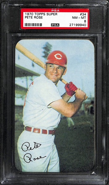 PSA 8 Lot of (3) 1970 Topps Super - Aaron, Mays, Rose - All PSA 8 NM-Mint
