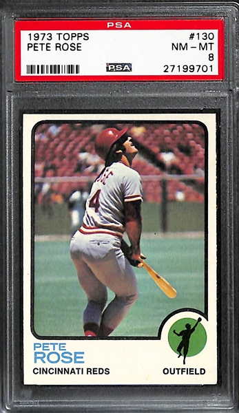Pete Rose PSA 8 Lot of (4) - Includes 1973 Topps (#130) and 1975 Topps (#320)