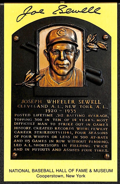 Happy Chandler and Joe Sewell Signed Baseball Hall of Fame Plaque Post Cards (w/ JSA COAs) - Lot of (2)