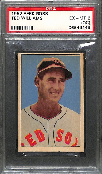 1952 Berk Ross Ted Williams Graded PSA 6 (OC) EX-MT