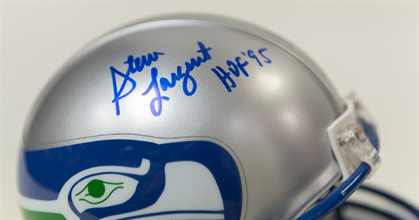 Steve Largent (HOFer) Signed Seattle Seahawks Mini Helmet (JSA)