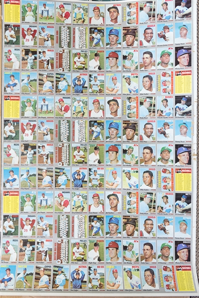  1970 Topps Baseball Semi-High 6th Series Uncut Sheet w. Pete Rose & Jim Hunter