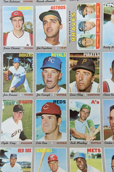  1970 Topps Baseball Semi-High 6th Series Uncut Sheet w. Pete Rose & Jim Hunter