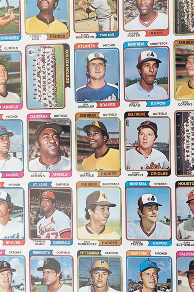 1974 Topps Baseball Uncut Sheet w. Winfield Rookie Card