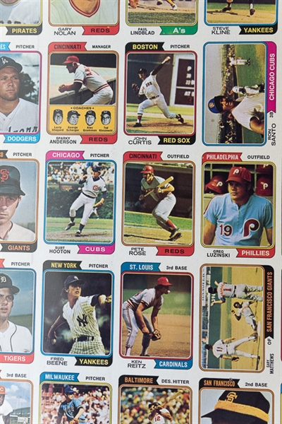 1974 Topps Baseball Uncut Sheet w. Pete Rose & Mike Schmidt