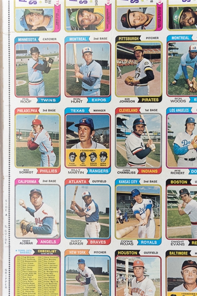 1974 Topps Baseball Uncut Sheet w. Pete Rose & Mike Schmidt