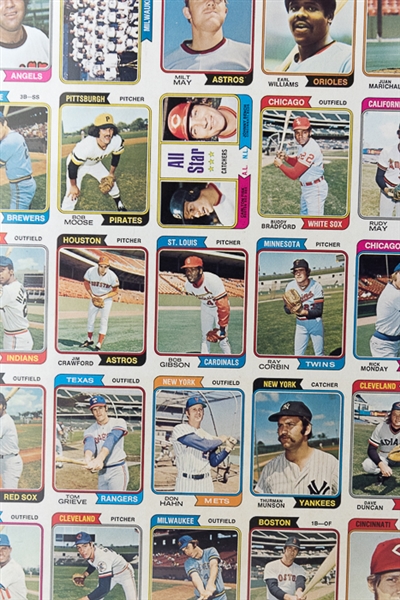 1974 Topps Baseball Uncut Sheet w. Pete Rose & Mike Schmidt