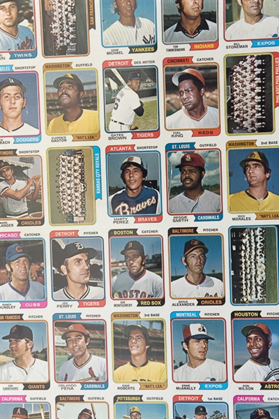 1974 Topps Baseball Uncut Sheet w. Pete Rose & Mike Schmidt