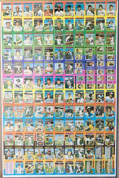 1975 Topps Baseball Uncut Sheet w. George Brett & Robin Yount Rookie Cards