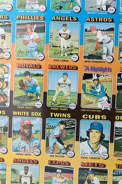 1975 Topps Baseball Uncut Sheet w. George Brett & Robin Yount Rookie Cards