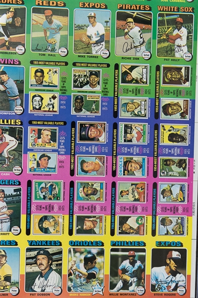1975 Topps Baseball Uncut Sheet w. George Brett & Robin Yount Rookie Cards