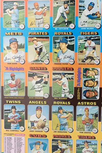 1975 Topps Baseball Uncut Sheet w. George Brett & Robin Yount Rookie Cards