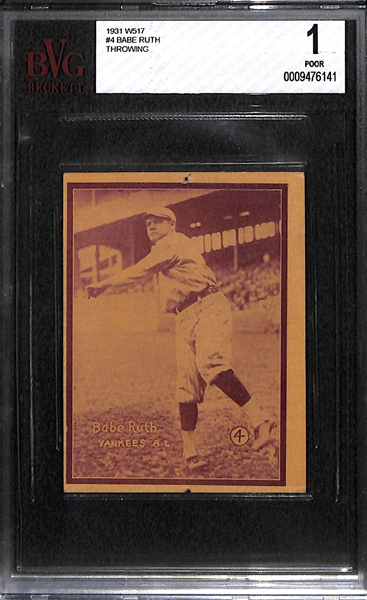 1931 W517 #4 Babe Ruth (Throwing) Graded BVG 1 Poor