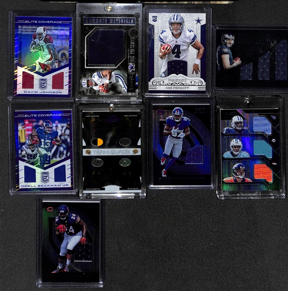 Football Jersey/Patch Lot of (9) - Inc.(2) Pescott, Wentz, Aaron Rodgers, David Johnson, Odell Beckham, & more!