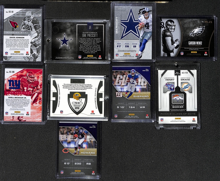 Football Jersey/Patch Lot of (9) - Inc.(2) Pescott, Wentz, Aaron Rodgers, David Johnson, Odell Beckham, & more!