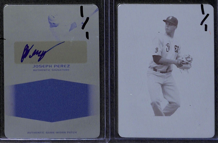 Lot of (8) Baseball Autograph Cards Numbered 1/1 and (2) Baseball Card 1/1 Printing Plates