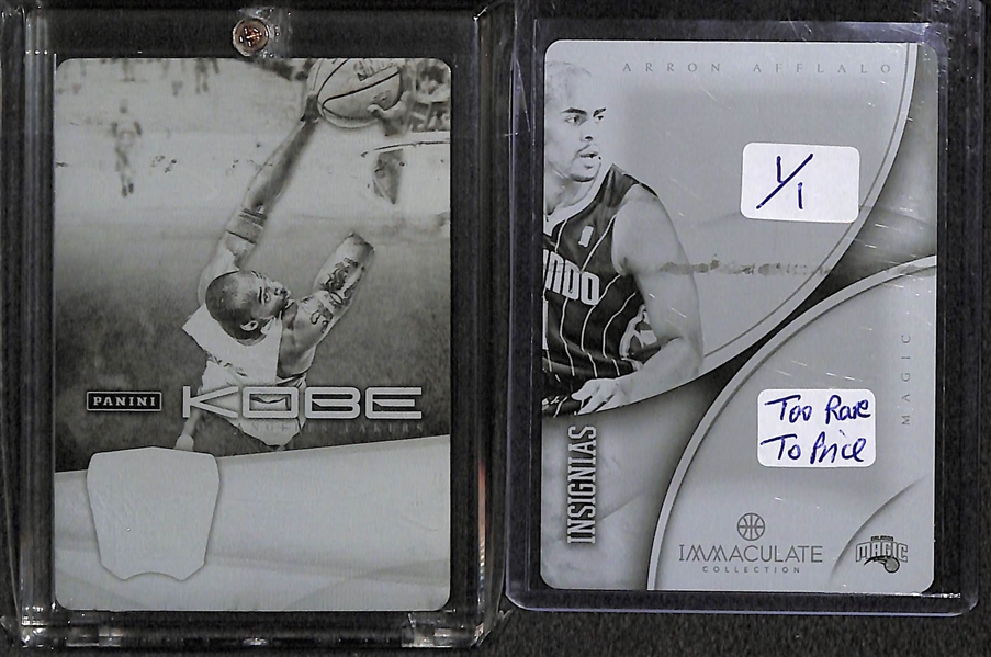 Lot of (9) Basketball Card Printing Plates inc. (2) Kobe Bryant Cards