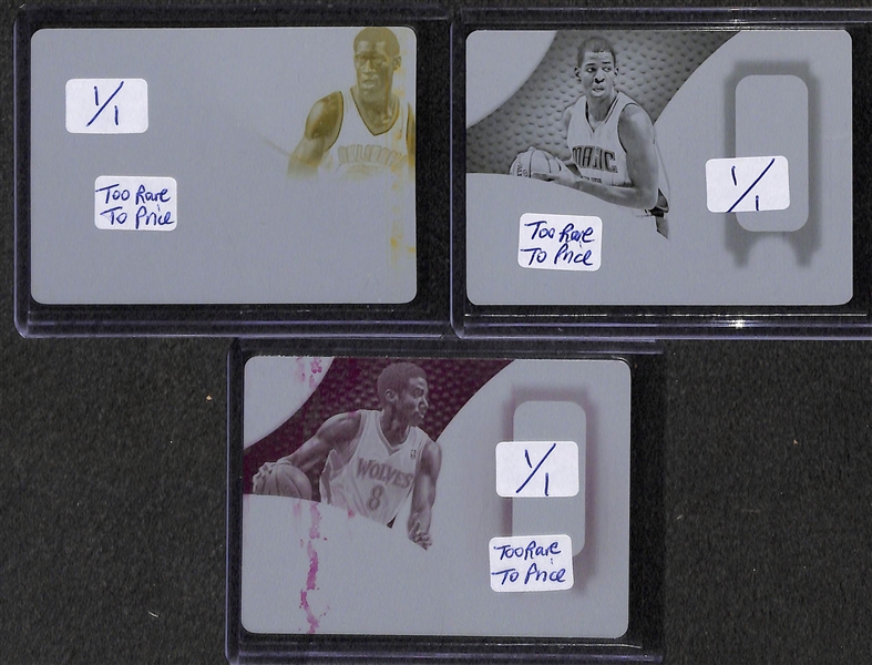 Lot of (9) Basketball Card Printing Plates inc. (2) Kobe Bryant Cards