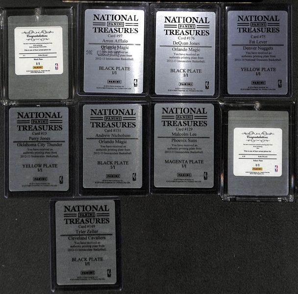Lot of (9) Basketball Card Printing Plates inc. (2) Kobe Bryant Cards